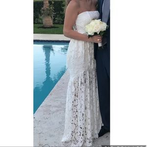 White Lace Long Dress Alexis Strapless